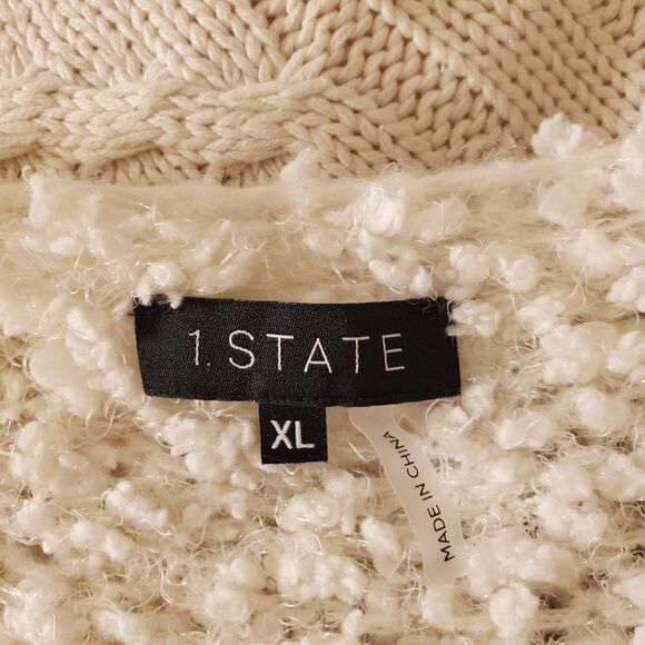 1.State Drape Front Poodle Cardigan sz XL in Ivory - Picture 9 of 11